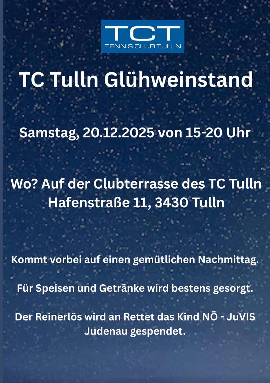 Einladung zum TC Tulln Punschstand am 20.12.2025